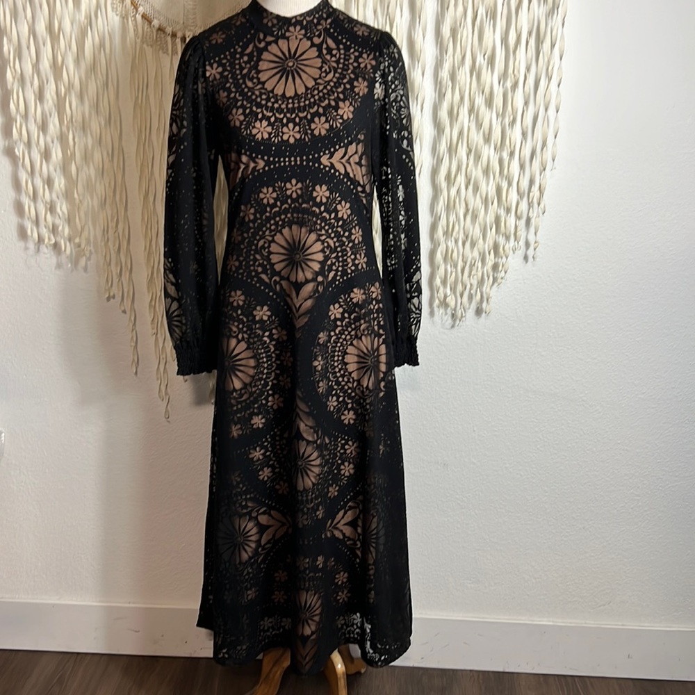 Anthropologie | Farm Rio Open Back Floral Midi Dress Size Small